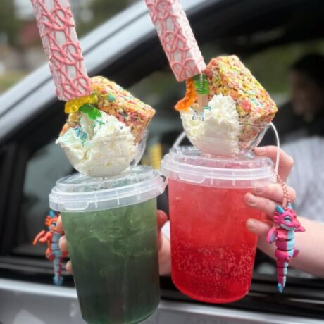 Winged flexi dragons coupled with bucket drinks.