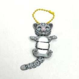 Snow Leopard Flexi Keychain - Supine