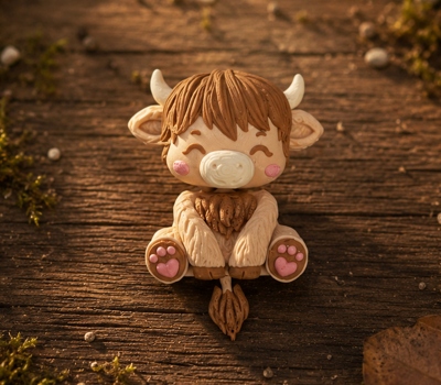 Baby Highland Cow Flexi Keychain - Image 2